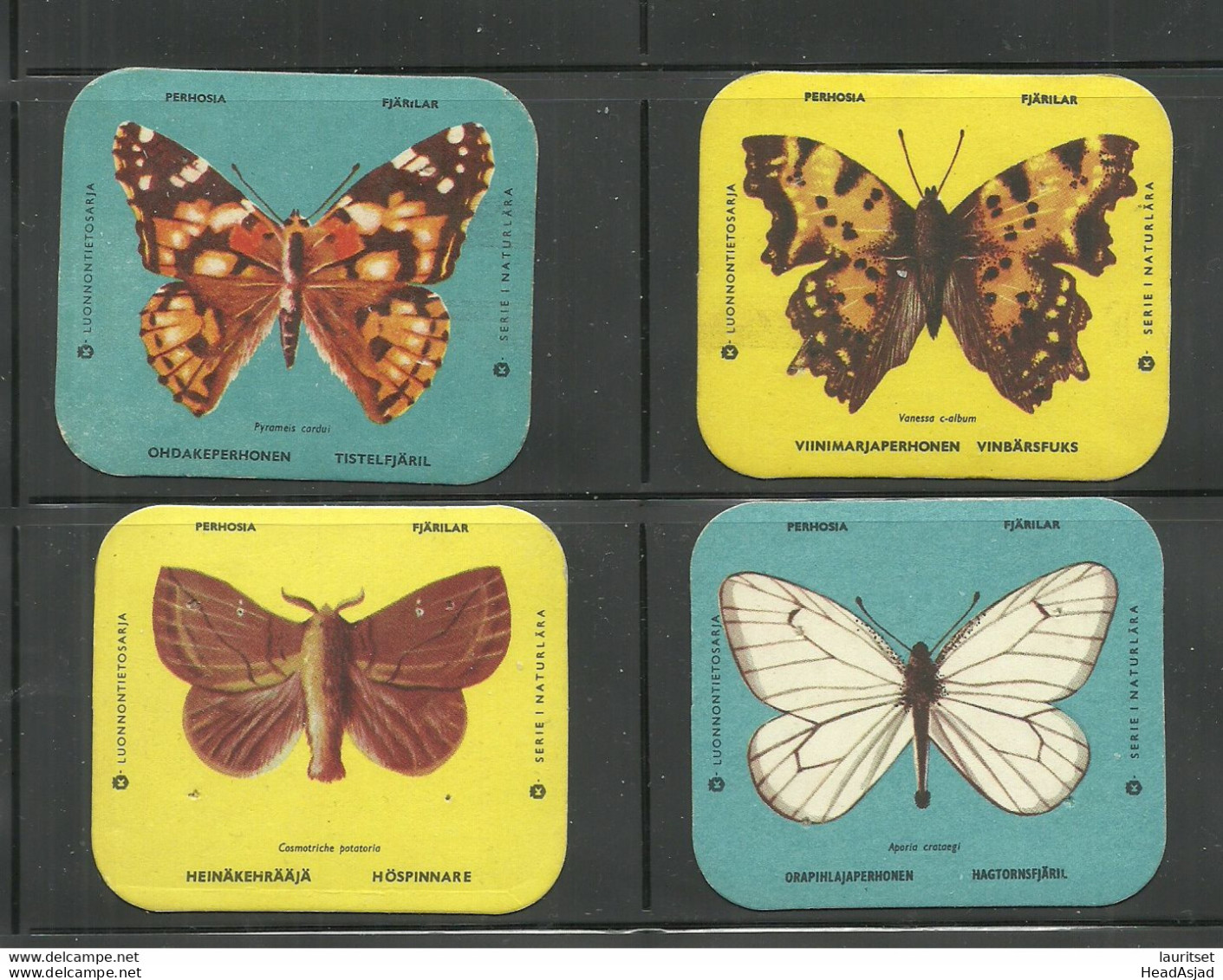 FINLAND Coffee Collection Cards Butterflies Schmetterlinge Advertising Reklame Sammelkarten, 4 Pcs - Autres & Non Classés
