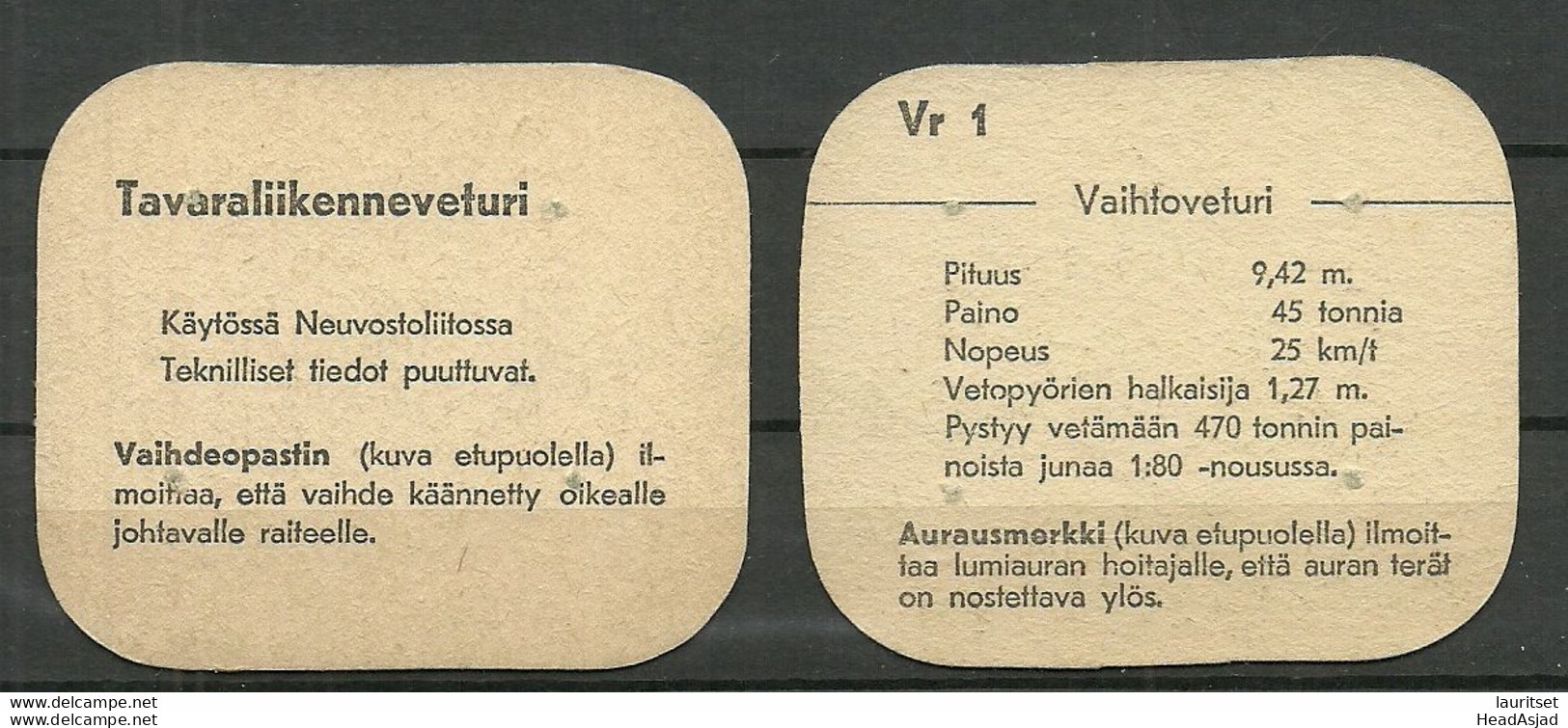 FINLAND Coffee Rengas-kahvia - 2 Collection Cards Train Der Zug Locomotive Advertising Sammelkarten - Other & Unclassified