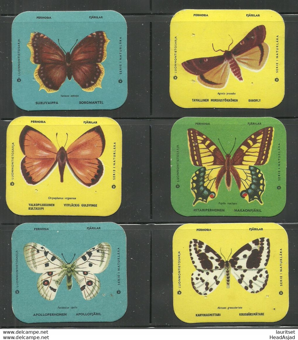 FINLAND Coffee Collection Cards Butterflies Schmetterlinge Advertising Reklame Sammelkarten, 6 Pcs - Autres & Non Classés