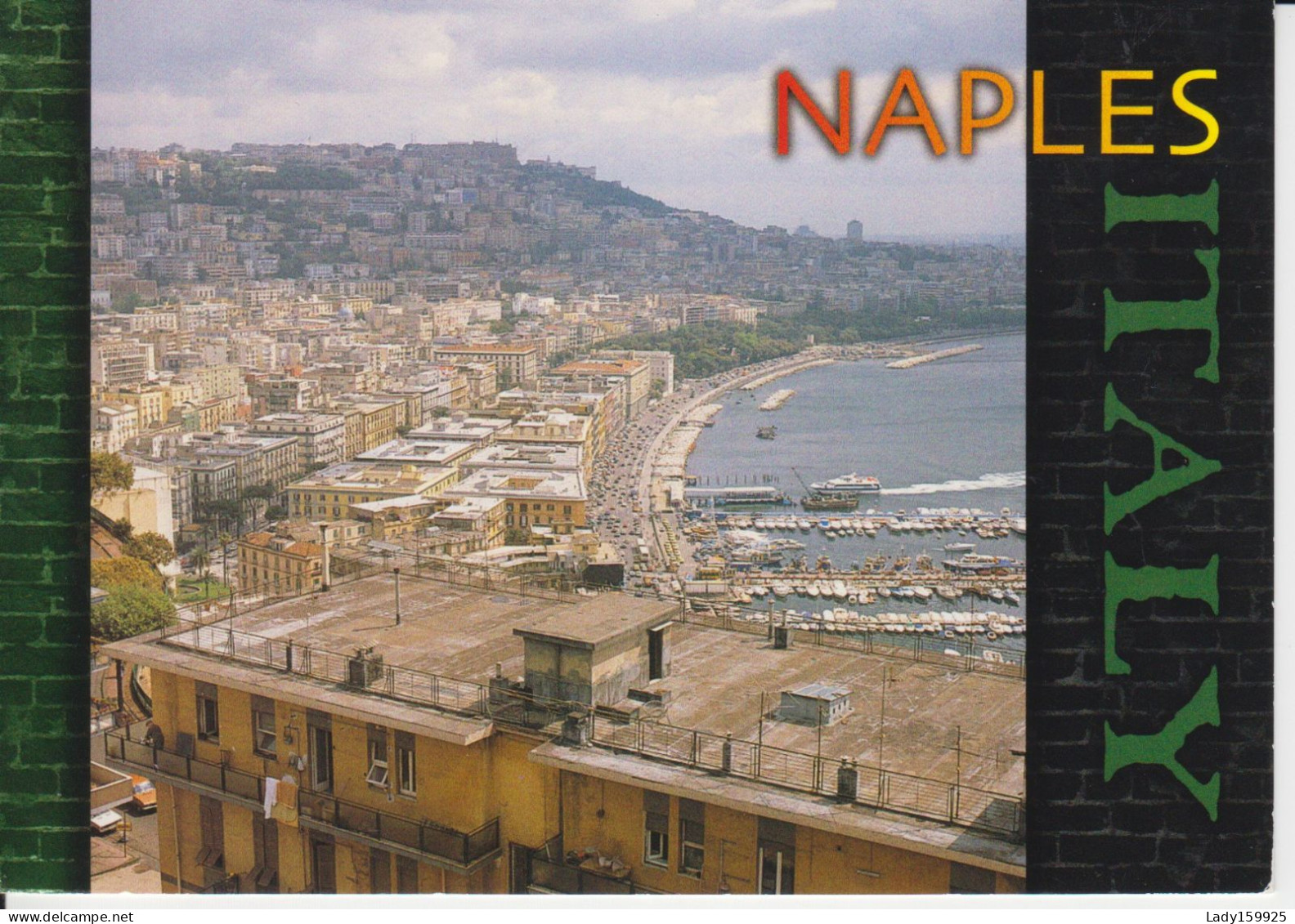Naples Italie, Vue De Haut Port De Plaisance Bateaux Très Large Rue, Bordant La Mer Tyrrhénienne Buildings Étages 2 Sc - Napoli (Napels)