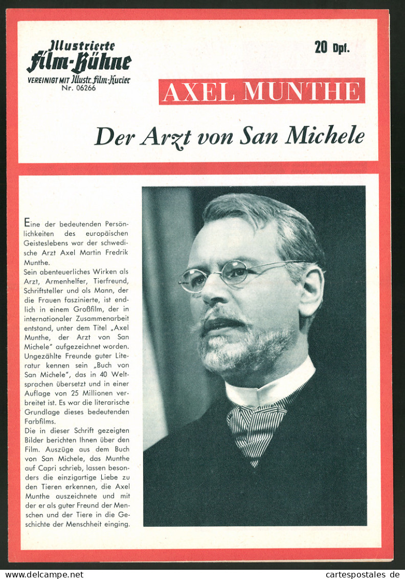 Filmprogramm IFB Nr. 06266, Axel Munthe - Der Arzt Von San Michele, O. W. Fischer, S. Ziemann, Regie: Artur Brauner  - Revistas