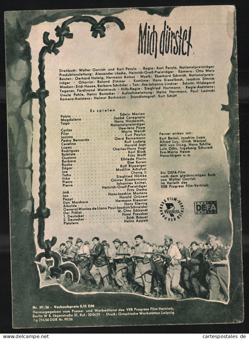 Filmprogramm PFI Nr. 59 /56, Mich Dürstet, Edwin Marian, Harry Hindemith, Regie: Karl Paryla  - Magazines