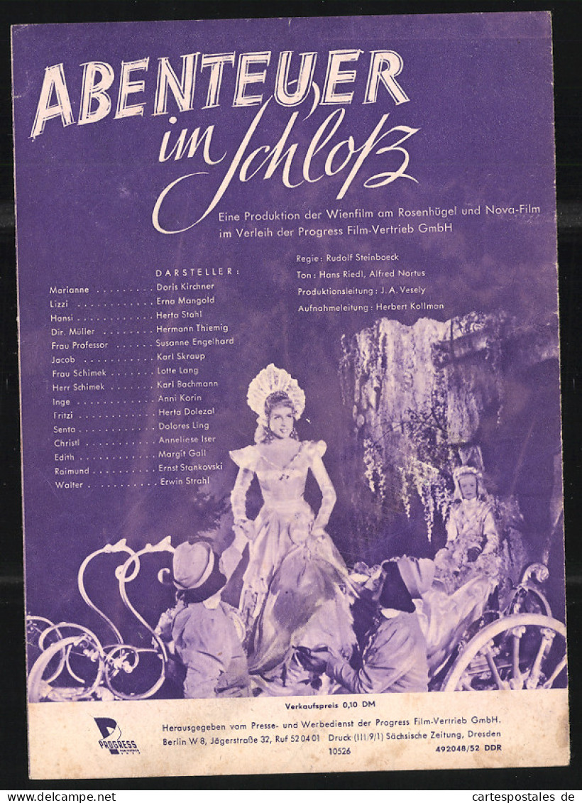 Filmprogramm PFI, Abenteuer Im Schloss, Doris Kirchner, Erna Mangold, Regie: Rudolf Steinboeck  - Magazines