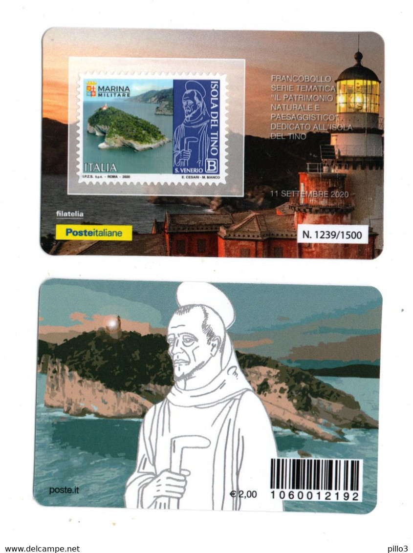 ITALIA Tessera Fil. :  Isola Del Tino E San Venerio (SP)  - 1 Val. - Tiratura  1500 Pz.  Del  11.09.2020 - Cartes Philatéliques