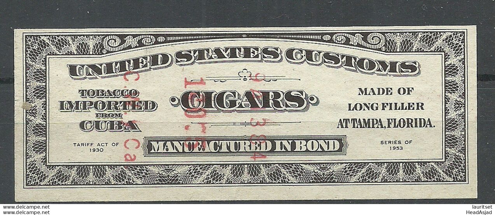 USA Tobacco Tax Cigars 1953 - Steuermarken