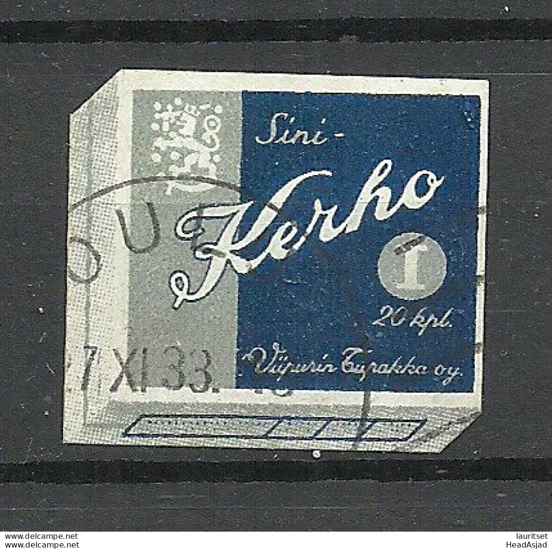 Finland O 1933 KERHO Viipurin Tobacco Tabac Reklamemarke Advertising Poster Stamp - Erinnophilie