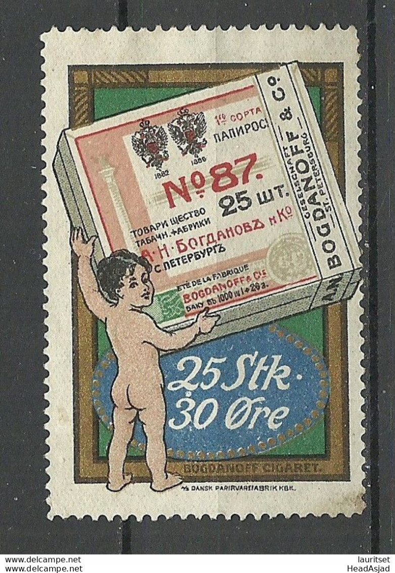 DENMARK Bogdanov Cigarettes Tobacco Advertising Poster Stamp (*) - Erinnophilie