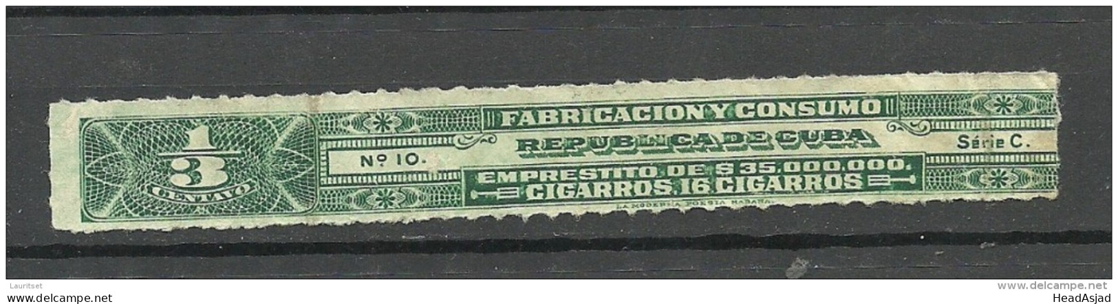 KUBA Cuba Alte Steuermarke Tax Zigarrenring Tobacco - Bagues De Cigares