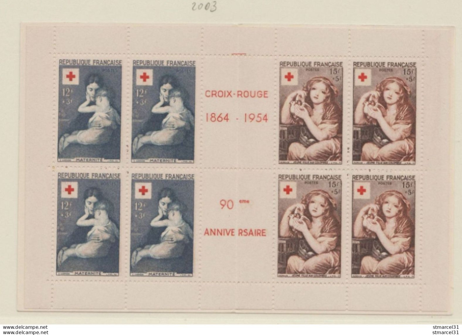 CARNET N°2003 Année 1954 Cote 180€ TBE - Croix Rouge