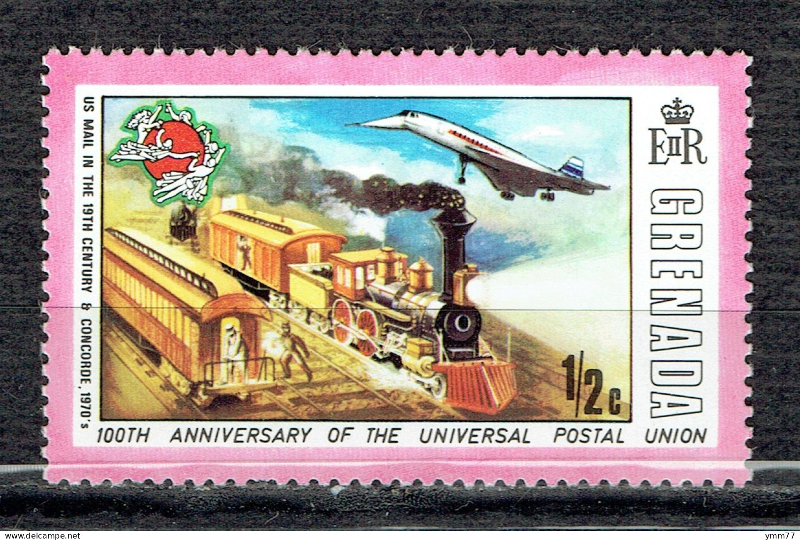 Centenaire De L'UPU : Train Postal Des USA Et Avion "Concorde" - Grenada (...-1974)