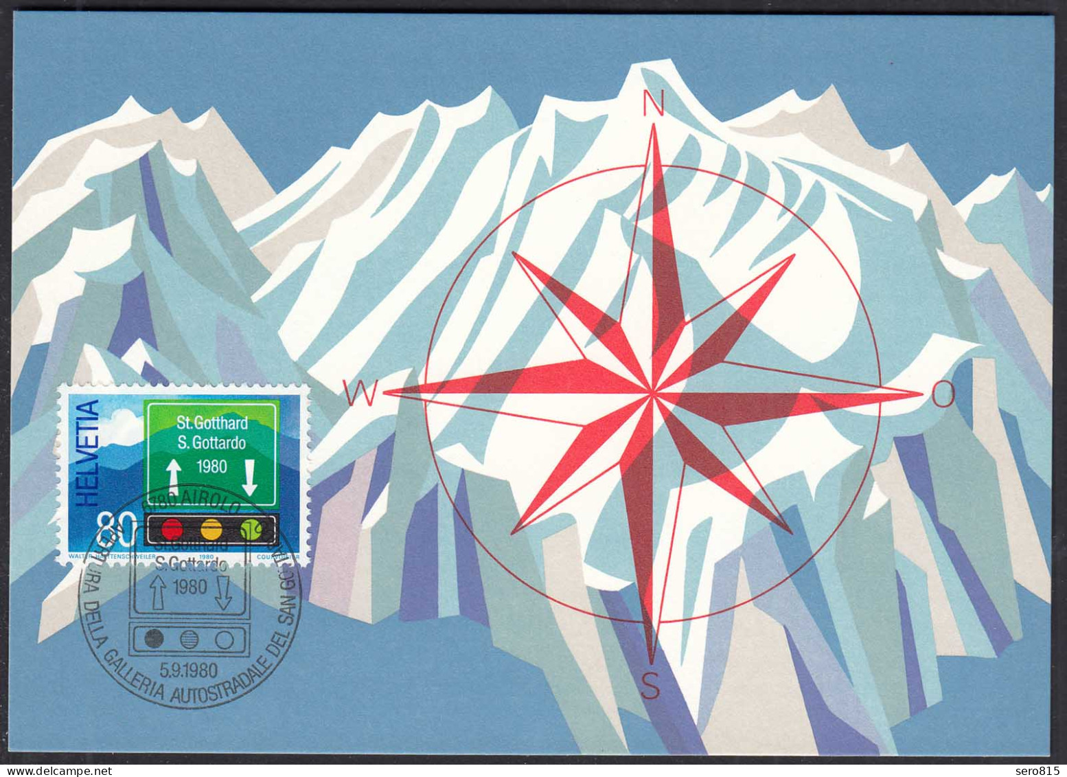 Schweiz - Switzerland Maximumkarte Eröffnung St. Gotthard Tunnel 1980   (32714 - Autres & Non Classés