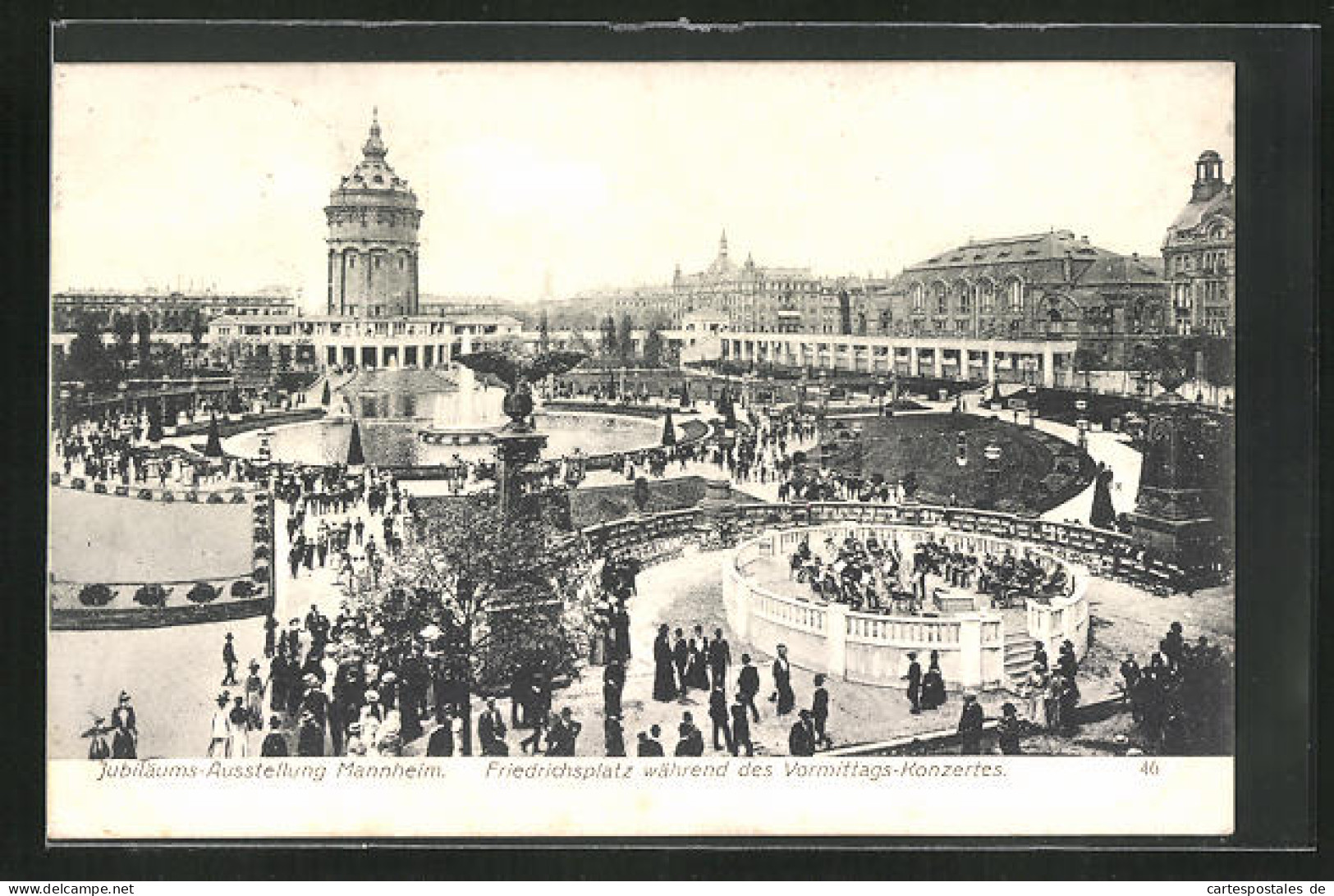 AK Mannheim, Internationale Kunst- & Grosse Gartenbau-Ausstellung 1907, Friedrichsplatz Während Des Vormittags-Konzer  - Expositions