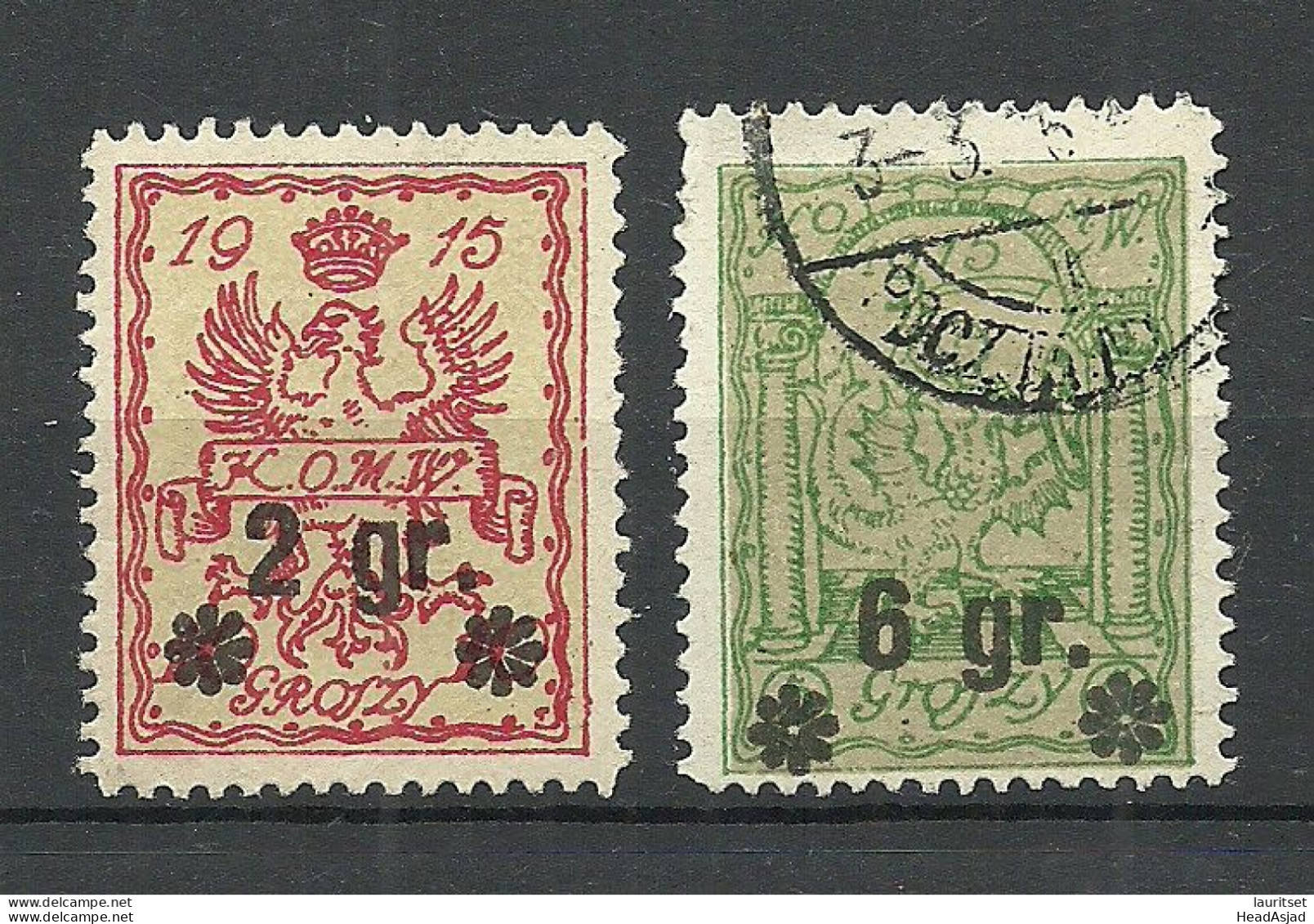 POLEN Poland 1915 Stadtpost Warschau Michel 9 - 10 */o - Used Stamps