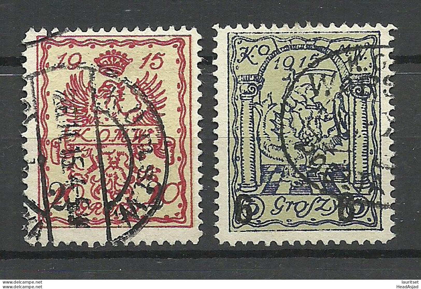 POLEN Poland 1915 Stadtpost Warschau Michel 5 - 6 O - Used Stamps