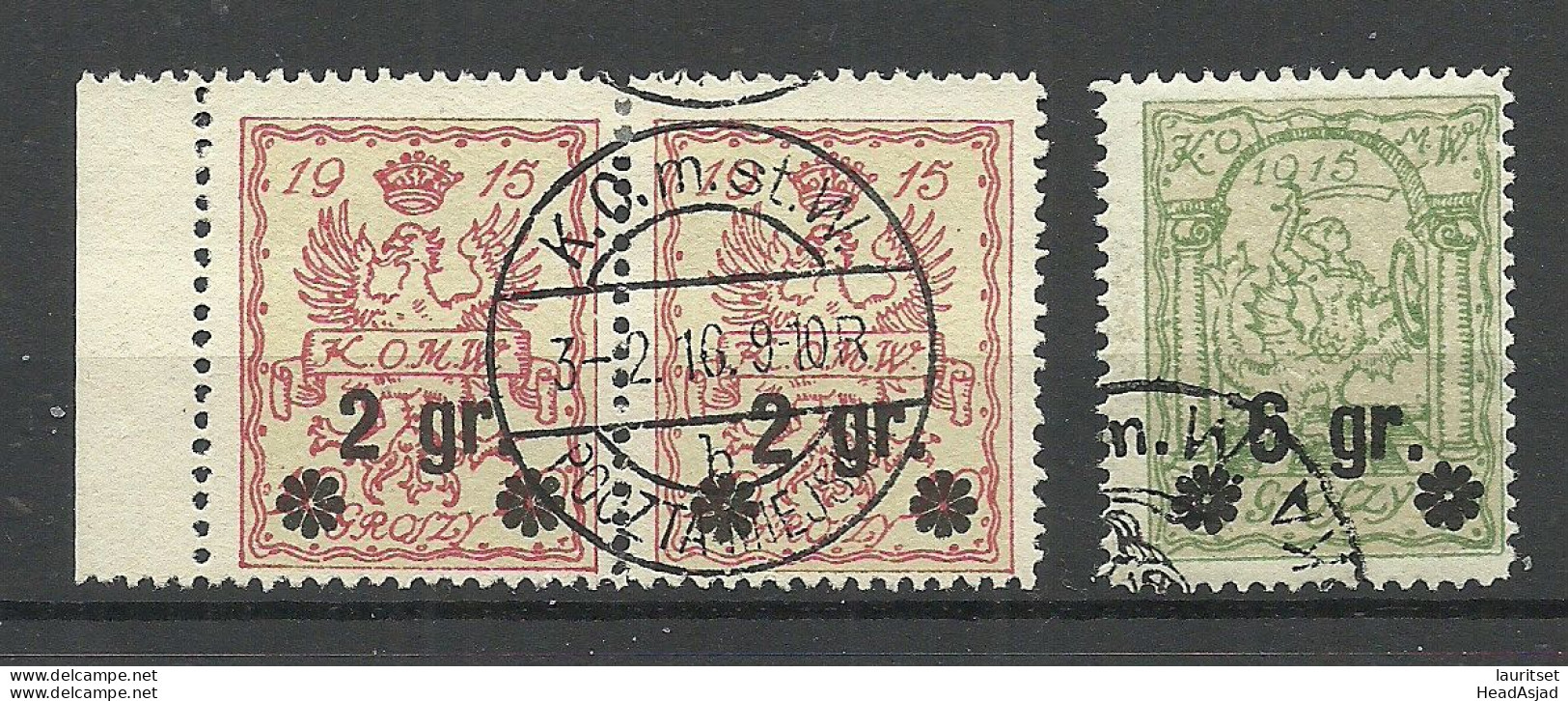 POLEN Poland 1915 Stadtpost Warschau Michel 9 - 10 O - Usados