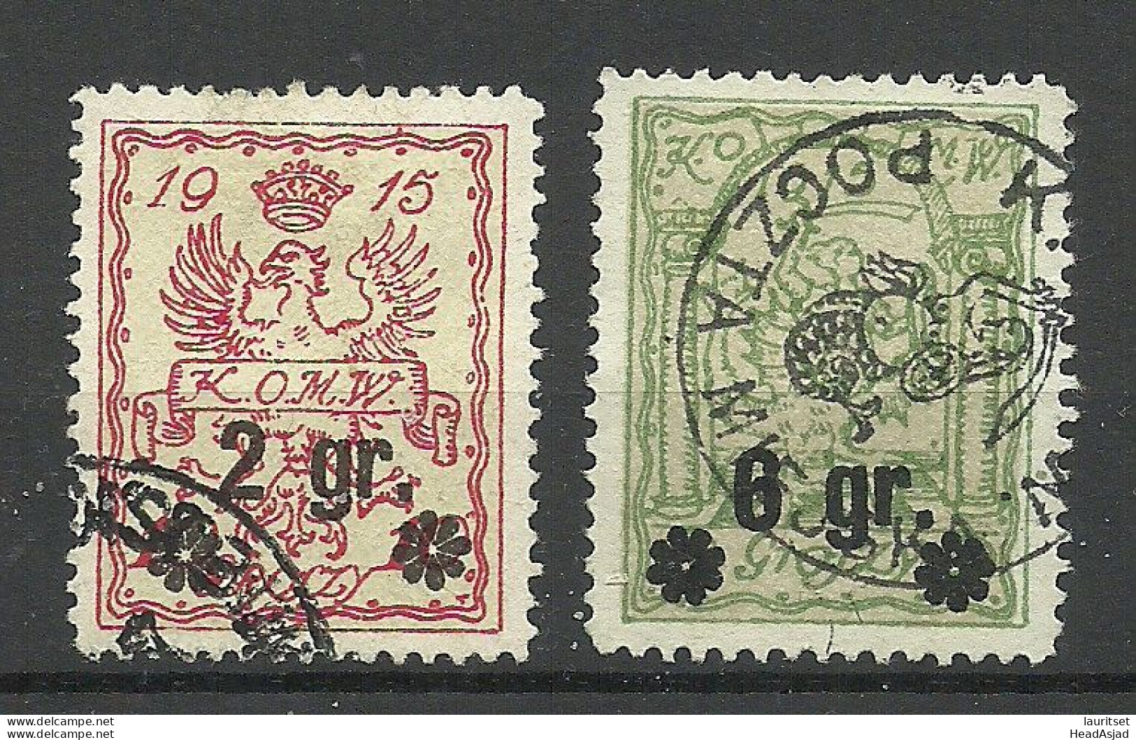 POLEN Poland 1915 Stadtpost Warschau Michel 9 - 10 O - Gebraucht