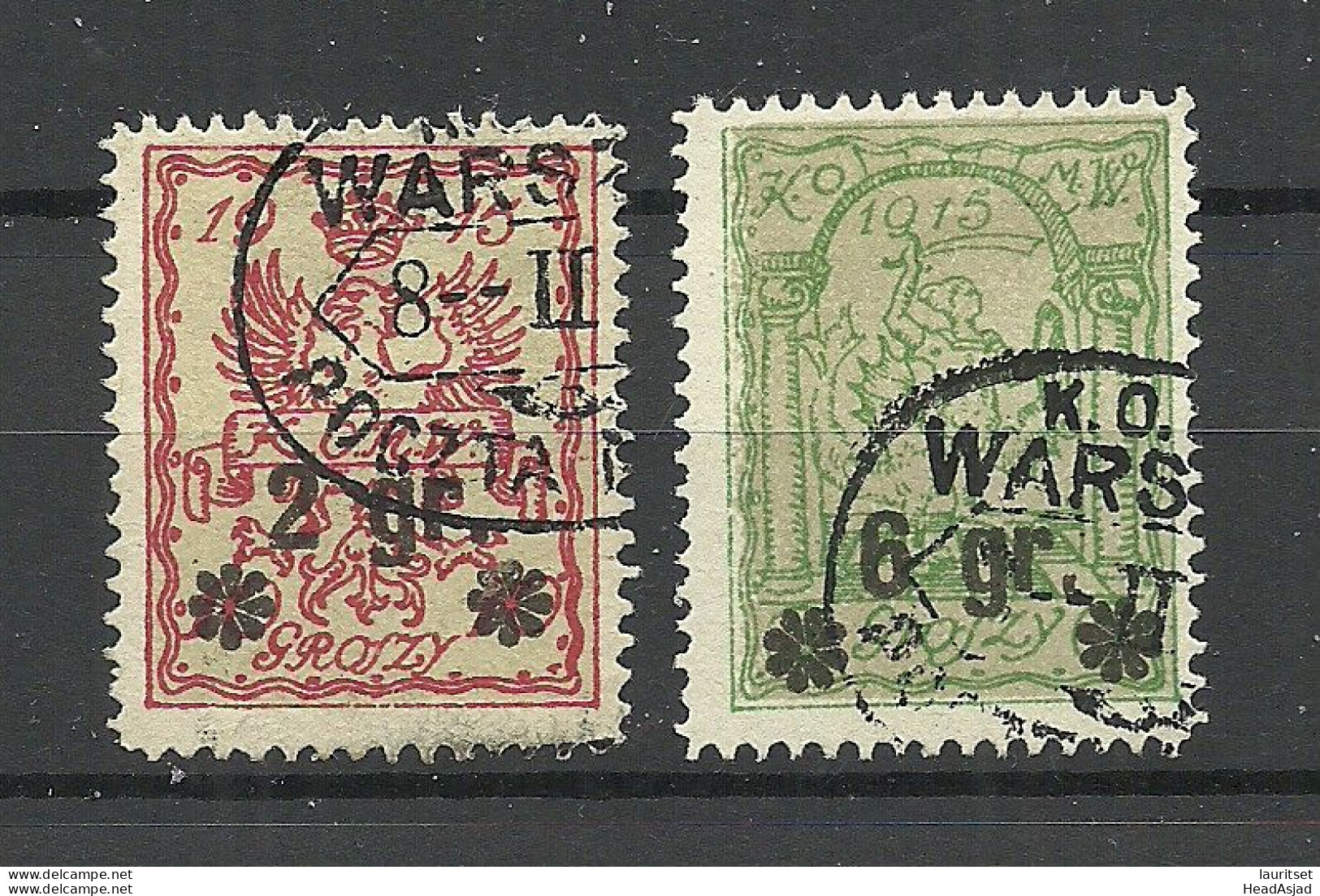 POLEN Poland 1915 Stadtpost Warschau Michel 9 - 10 O - Oblitérés