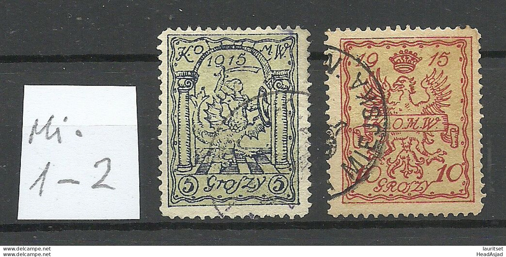 POLEN Poland 1915 Stadtpost Warschau Michel 1 - 2 O - Used Stamps