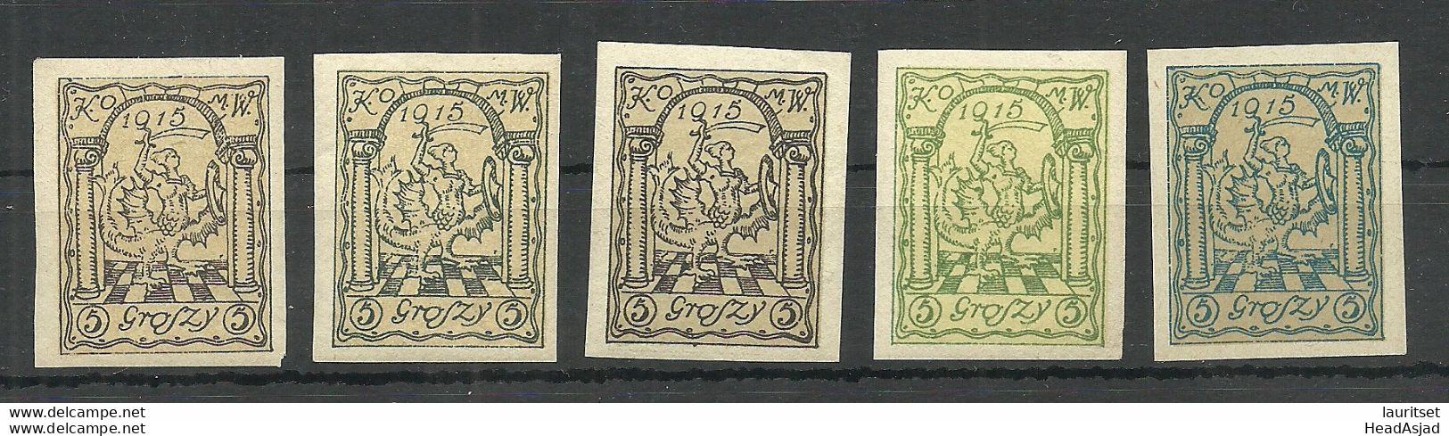 POLEN Poland 1915 Stadtpost Warschau Michel 1 U Proofs Probedrucke MNH - Unused Stamps