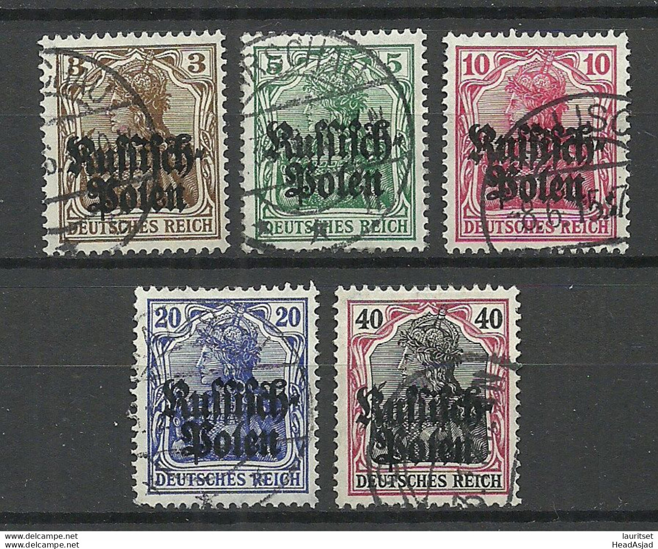 Deutsche Post In POLEN Poland 1915 Michel 1 - 5 Russisch-Polen O - Occupation 1914-18