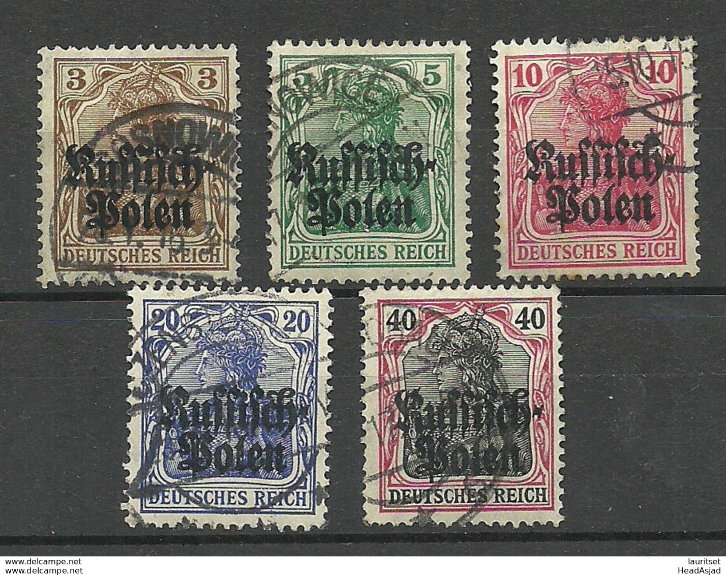 Deutsche Post In POLEN Poland 1915 Michel 1 - 5 Russisch-Polen O - Occupation 1914-18