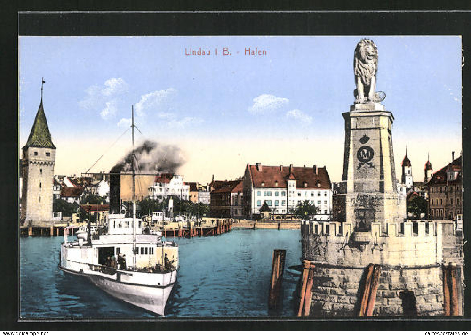 AK Lindau I. B., Hafen Mit Dampfer  - Lindau A. Bodensee