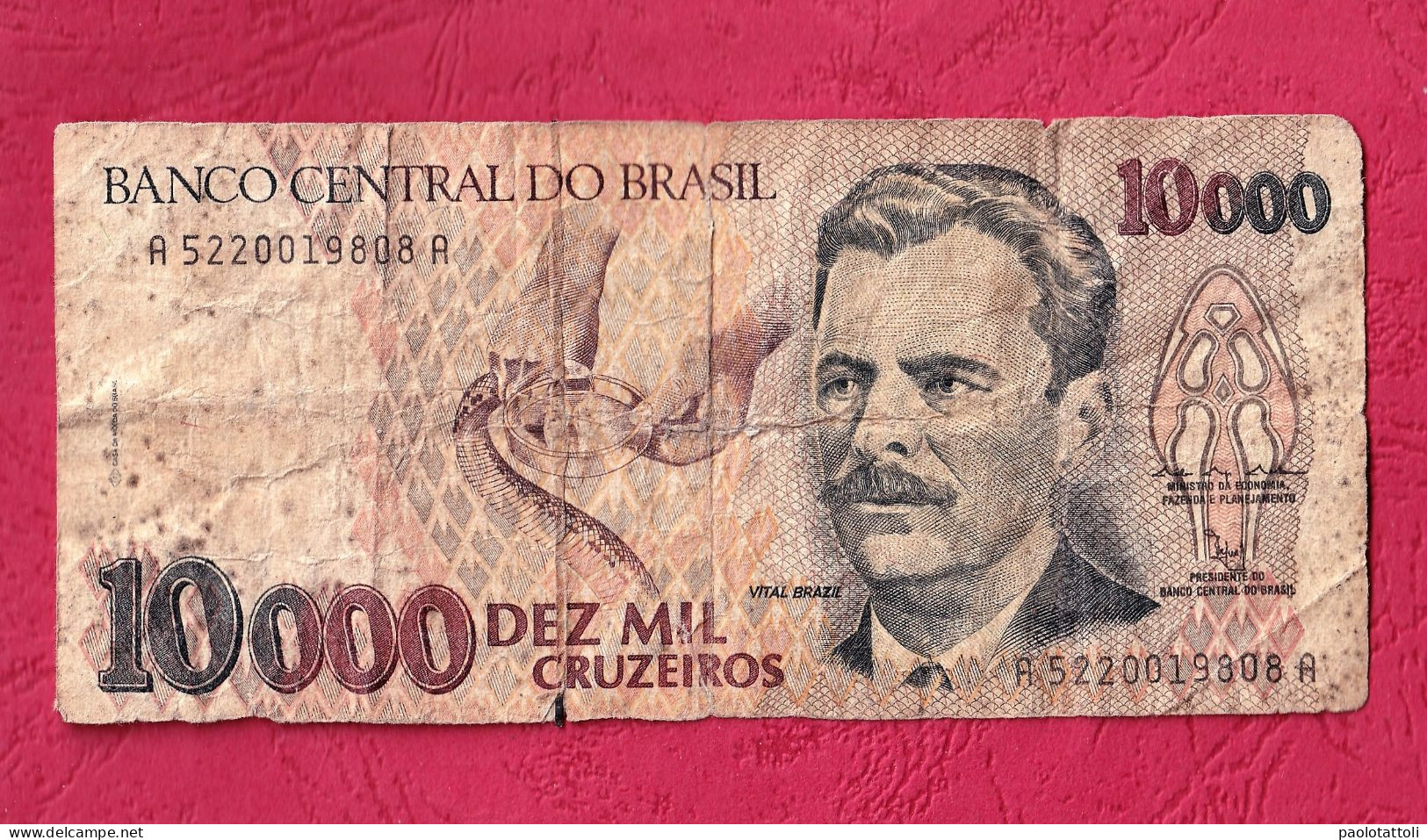 Brazil, 1993- 10000 Cruzeiros- Obverse Portrait Of Scientis Vital Brazil Mineiro Da Campanha. - Brasilien