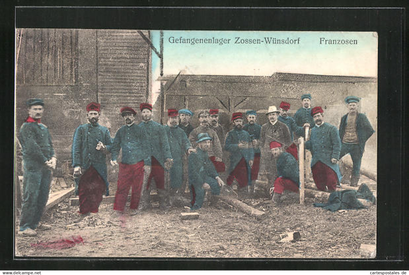 AK Zossen-Wünsdorf, Gefangenenlager, Kriegsgefangene Franzosen  - Guerre 1914-18