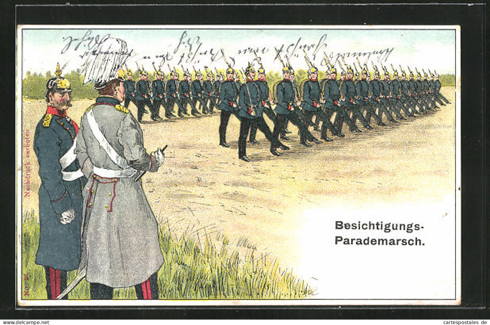 Künstler-AK Besichtigungs-Parademarsch, 1. Weltkrieg  - Guerre 1914-18