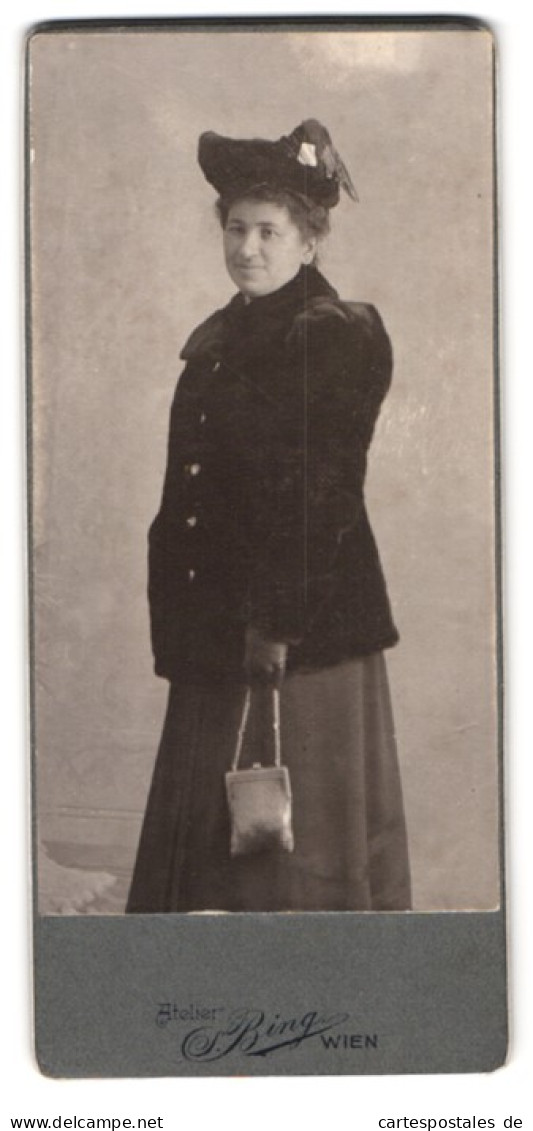 Fotografie Sigmund Bing, Wien, Goldschmidgasse 17, Portrait Bürgerliche Dame In Modischer Kleidung  - Personnes Anonymes