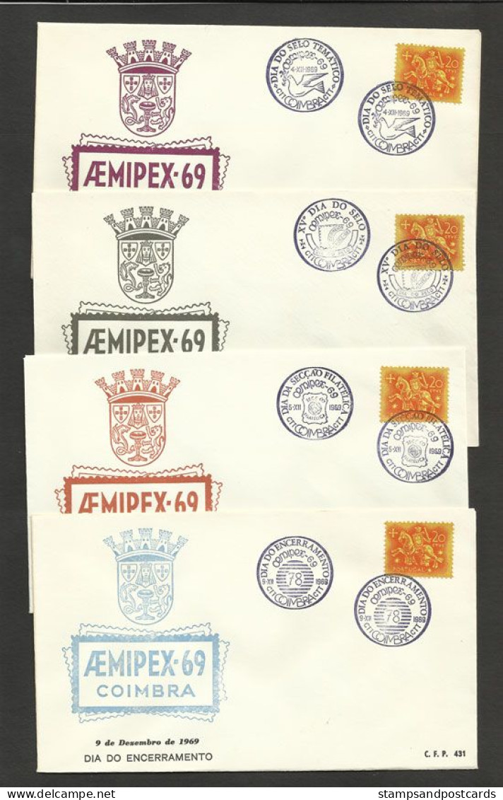 Portugal 7 Cachet Commémoratif  Expo Philatelique 1969 Aemipex 69 Coimbra Event Postmark Philatelic Expo - Maschinenstempel (Werbestempel)