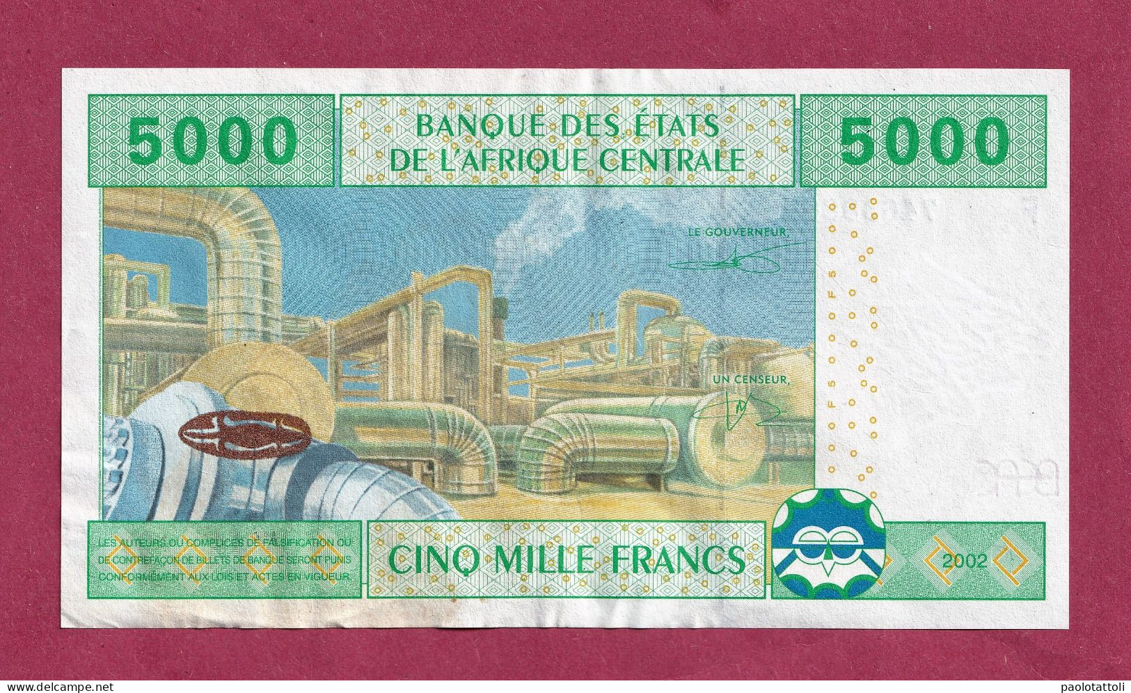 Equatorial Guinea, 2012- 5000 Francs.- Obverse Portrait Of  Young Man. Reverse Port Oil Refinery-  SPL- EF XF- SUP. - Guinea Equatoriale