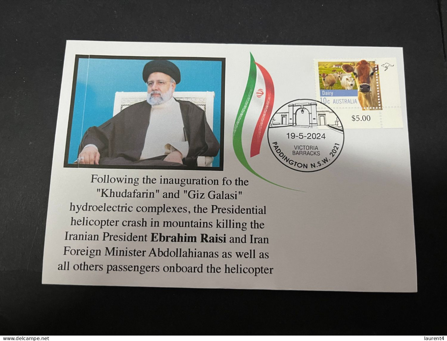 21-5-2024 (5 Z 42) Following A Dam Opening, Iran President Ibrahim Raisi Died In A Helicopter Crash (with OZ Stamp) - Iran