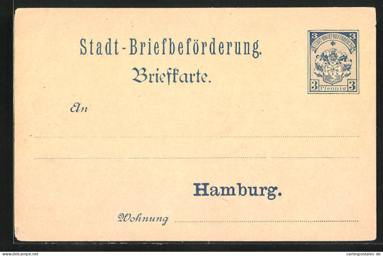 AK Briefkarte Stadt-Briefbeförderung Zu Hamburg, Private Stadtpost, 3 Pfg.  - Briefmarken (Abbildungen)