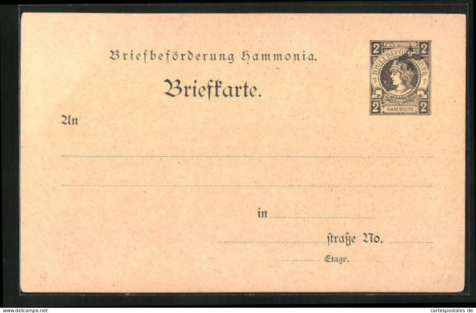 AK Briefkarte Briefbeförderung Hammonia, Private Stadtpost Hamburg, 2 Pfg.  - Stamps (pictures)