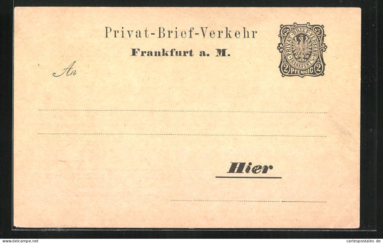 AK Briefkarte Privat-Brief-Verkehr, Private Stadtpost, 2 Pfg., Frankfurt A. M.  - Briefmarken (Abbildungen)