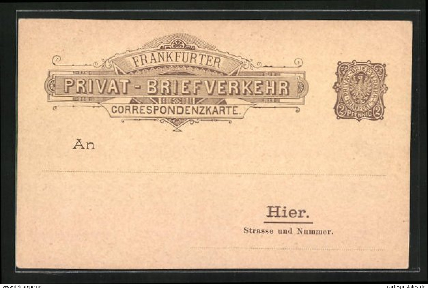 AK Correspondenzkarte Privat-Briefverkehr, Private Stadtpost, 2, Pfg., Frankfurt A. M.  - Briefmarken (Abbildungen)