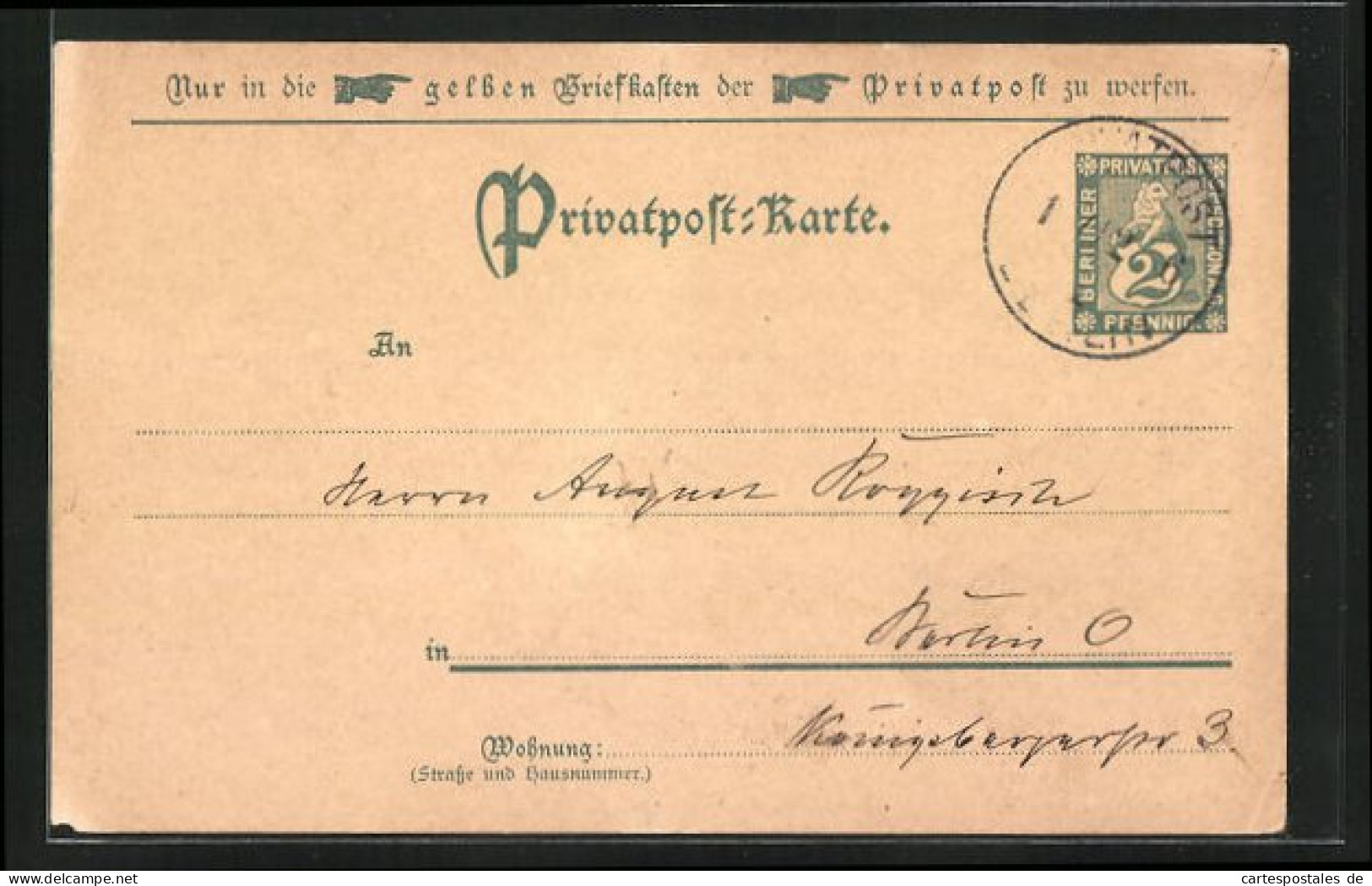 AK Privatpost-Karte, Private Stadtpost, 2 Pfg., Berlin  - Stamps (pictures)