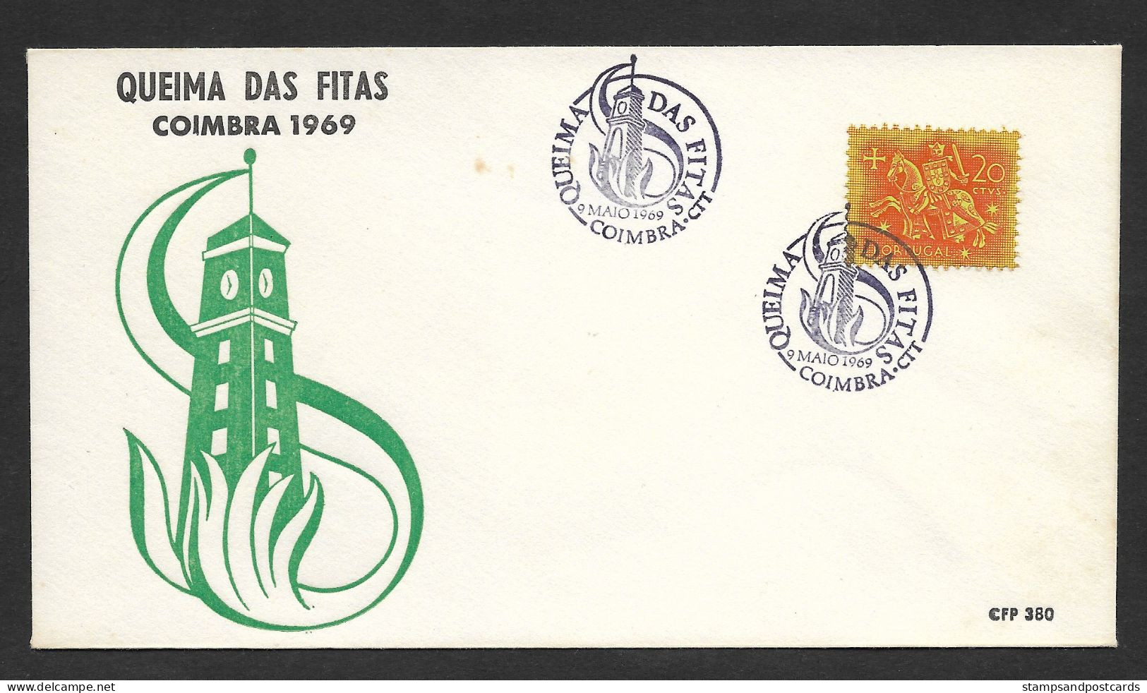 Portugal Cachet Commémoratif  Queima Das Fitas Université De Coimbra 1969 Event Postmark Coimbra University - Postal Logo & Postmarks