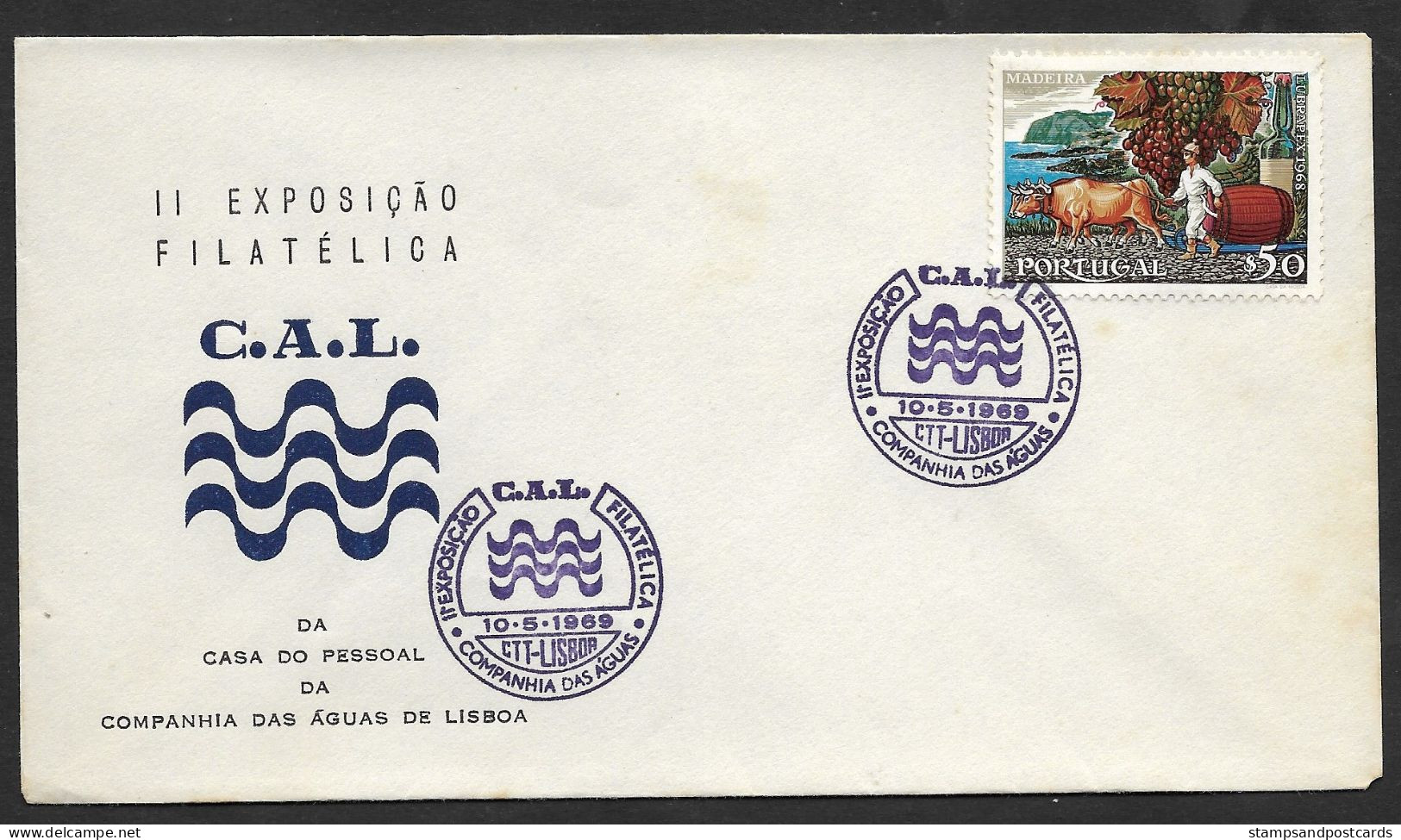 Portugal Cachet Commémoratif  Expo Philatelique Compagnie Des Eaux Eau 1969 Event Postmark Water Supply Co. - Eau