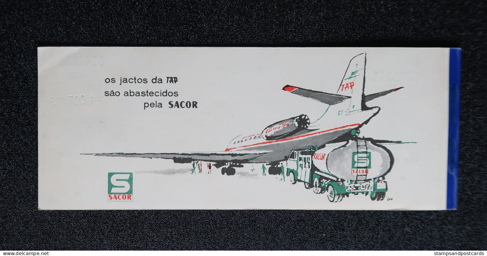 Billet D' Avion 1969 TAP Air Portugal Publicité Sacor Essence Pétrol Plane Ticket Pub Fuel Gasoline Petroleum - Europe