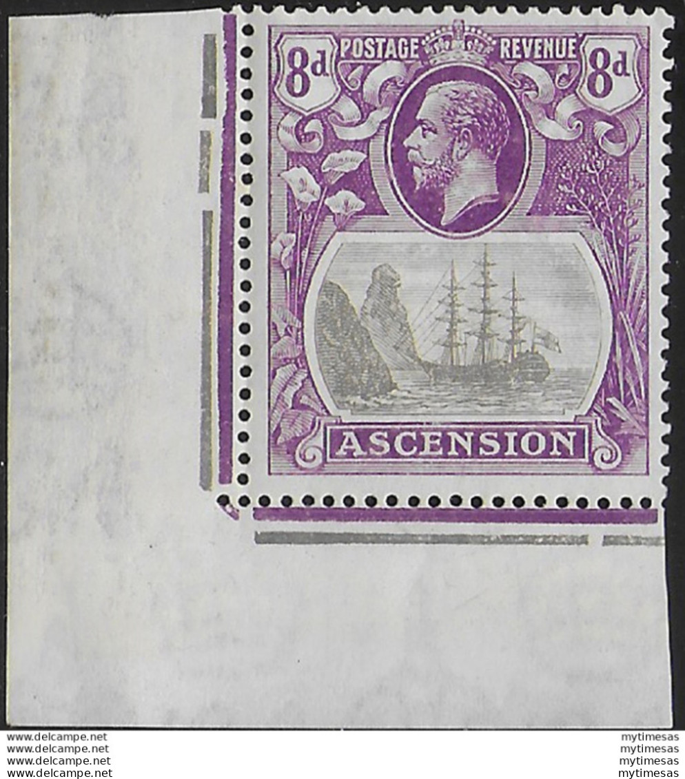 1924 Ascension 8d. Cleft Rock 1v. Corner MNH SG N. 17c - Autres & Non Classés