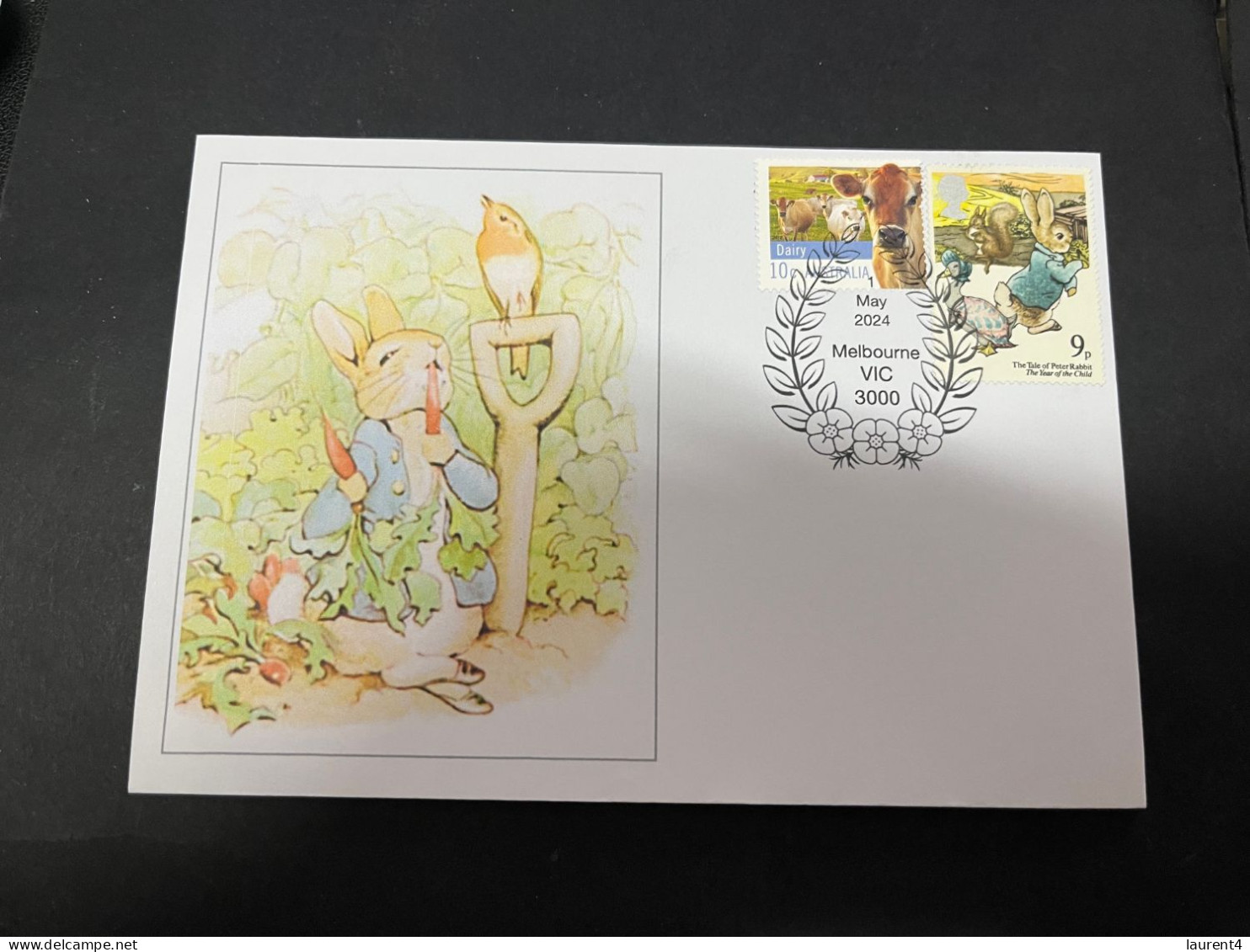 21-5-2024 (5 Z 42) The Tales Of Peter Rabbit (UK + OZ Stamps) UK Year Of Child Stamp - Märchen, Sagen & Legenden