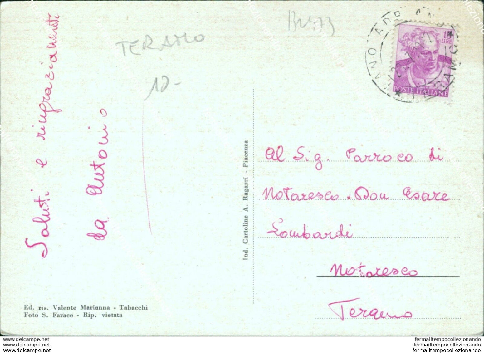 Bn473 Cartolina Fano Adriano Panorama Visto Da Ovest Provincia Di Teramo - Teramo