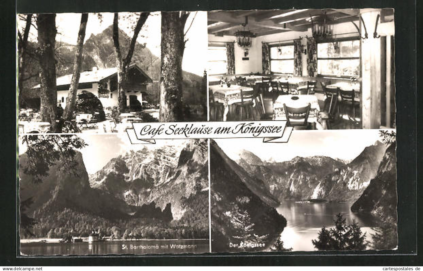 AK Berchtesgaden, Café-Restaurant Seeklause Am Königssee, Innenansicht, St. Bartholomä Mit Watzmann  - Berchtesgaden