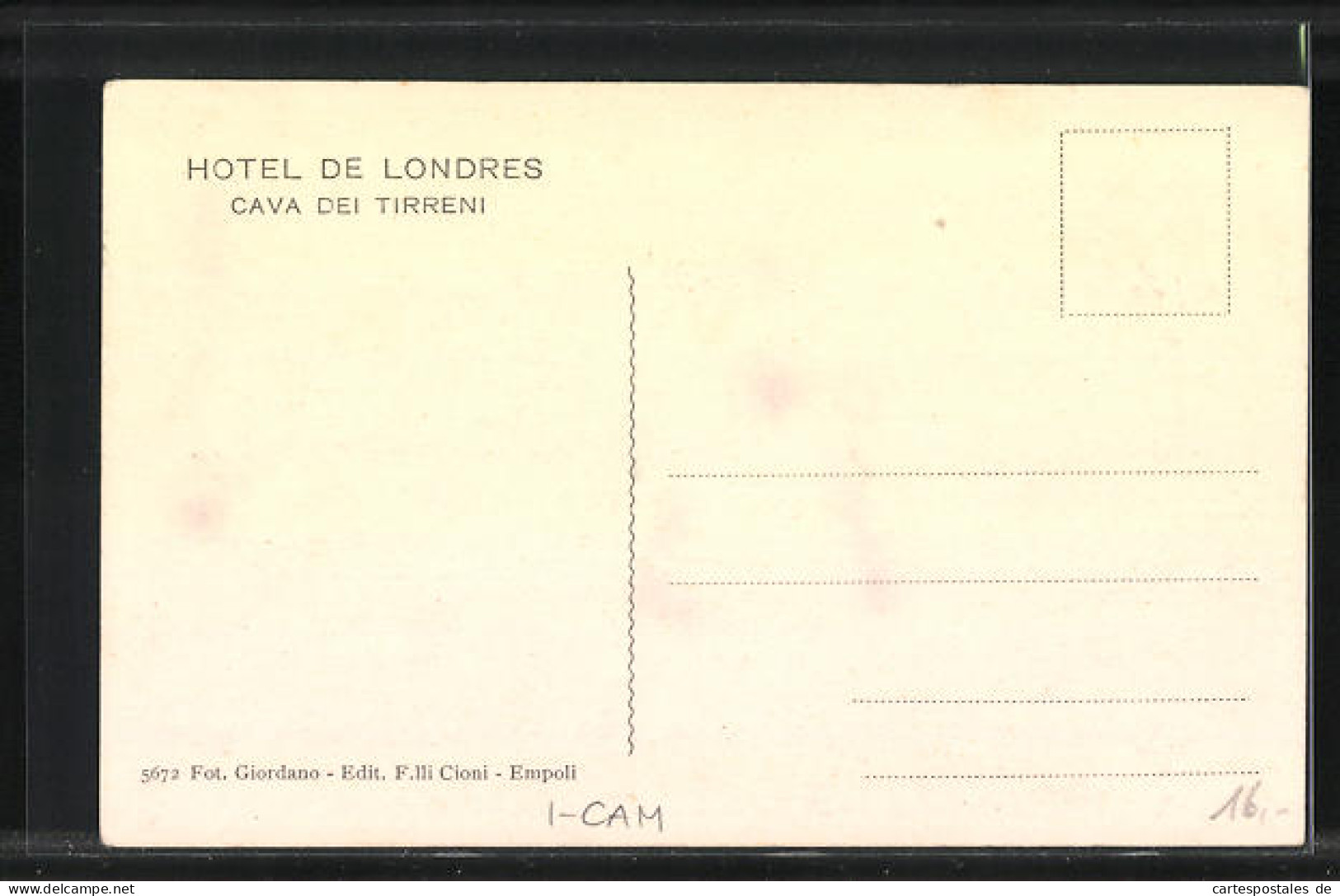 Cartolina Cava De` Tirreni, Hotel De Londres  - Cava De' Tirreni