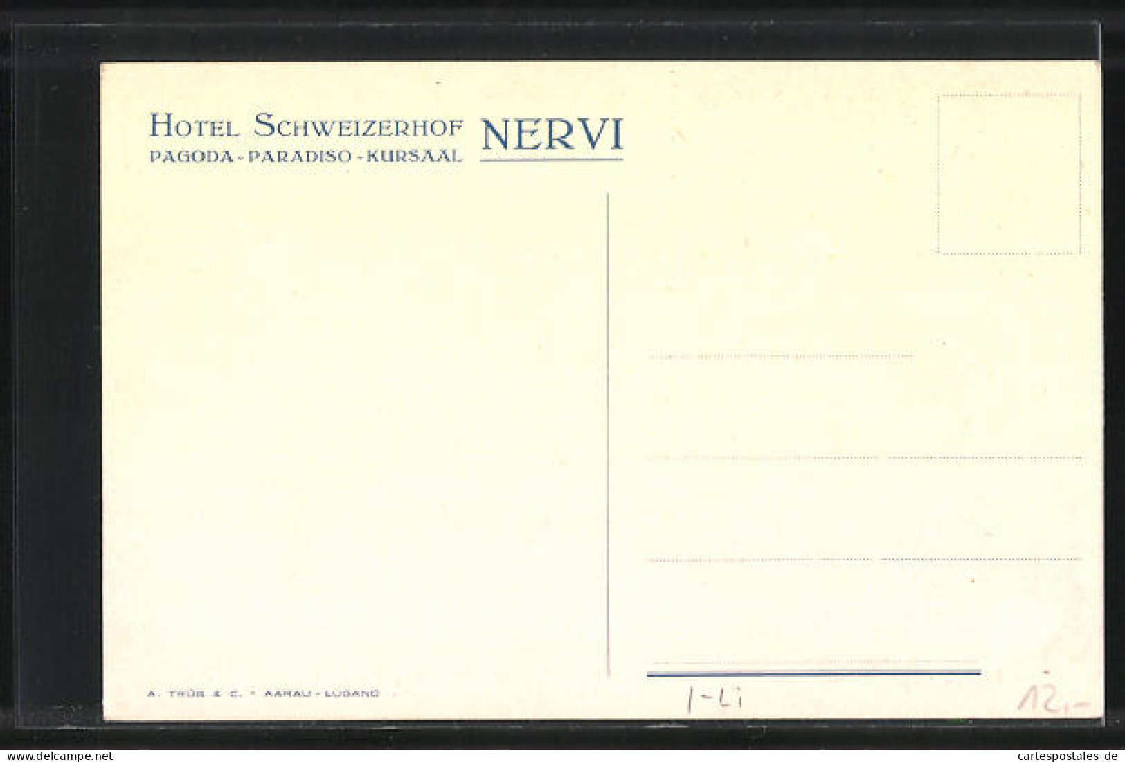 Artista-Cartolina Nervi, Hotel Schweizerhof  - Andere & Zonder Classificatie