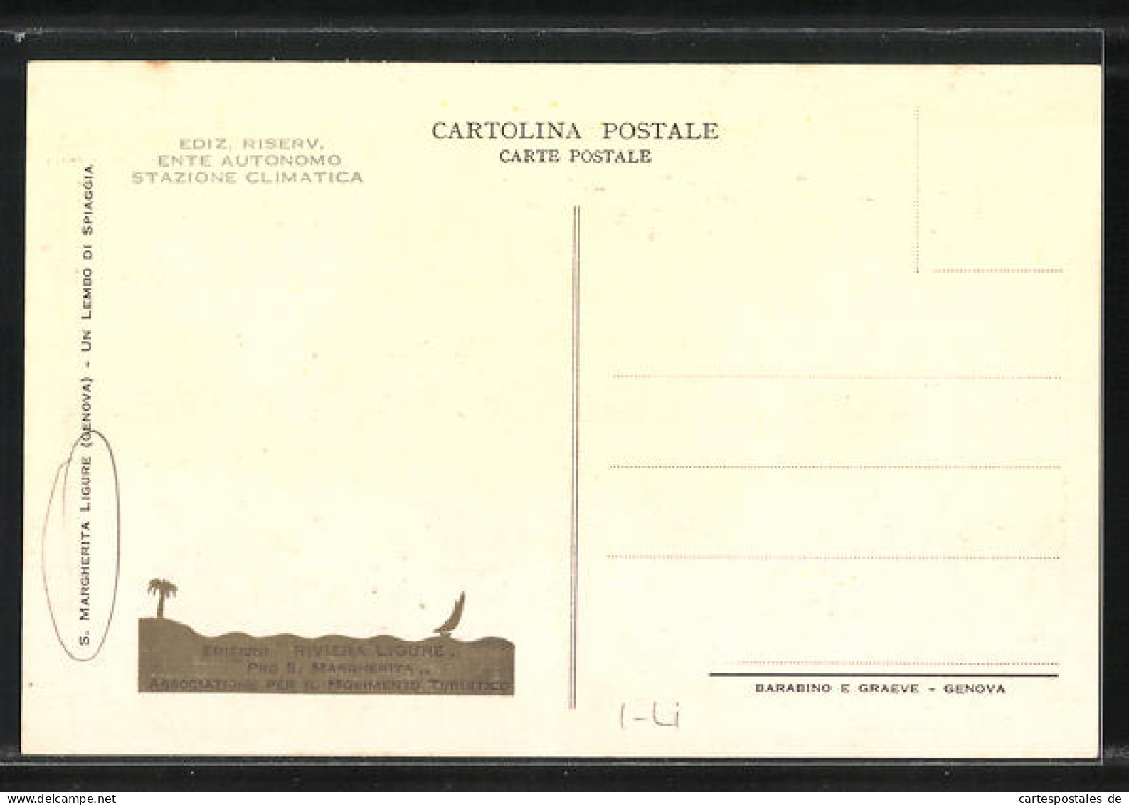 Cartolina S. Margherita Ligure, Strandpartie Mit Ortsansicht  - Andere & Zonder Classificatie