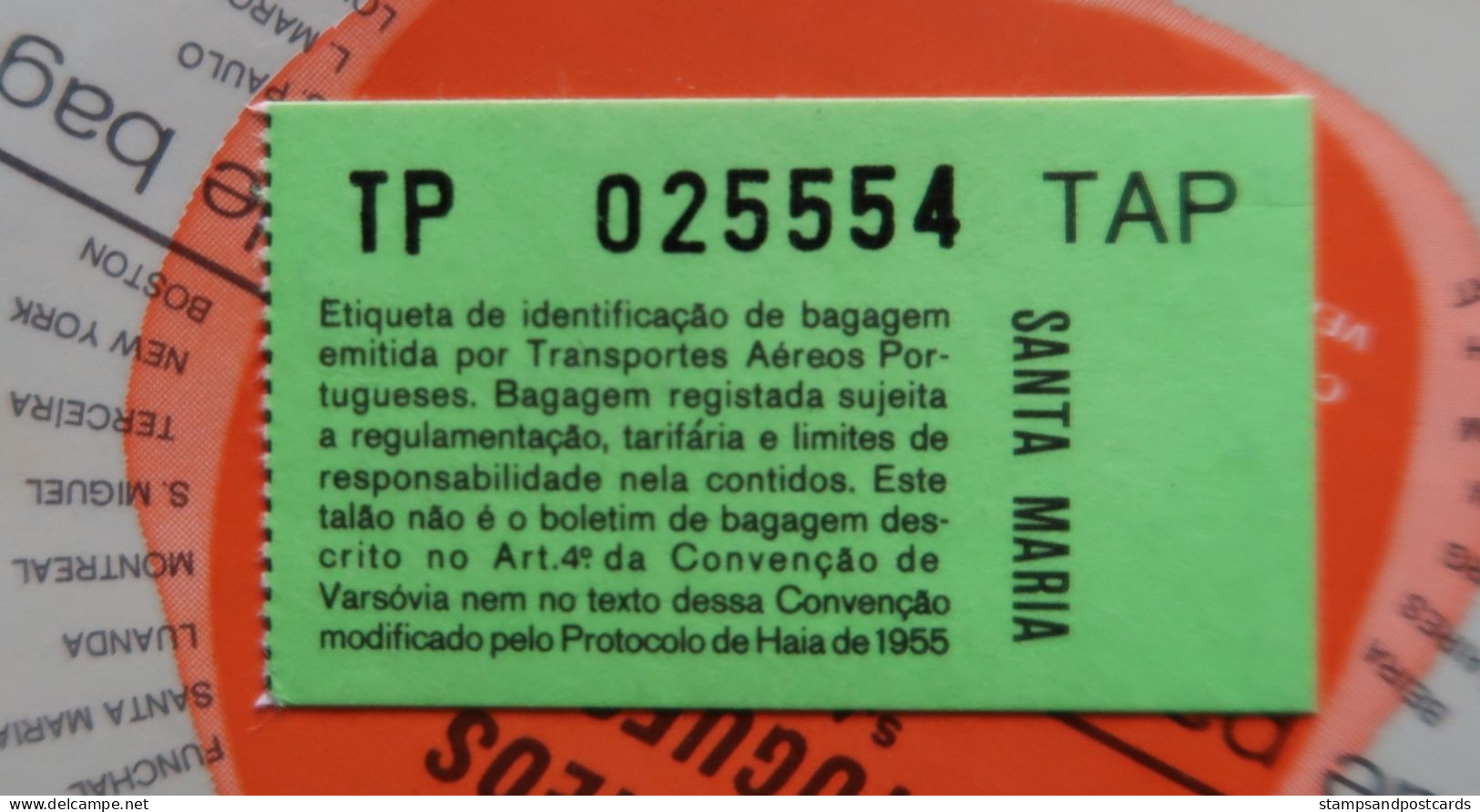 Billet D' Avion 1976 TAP Air Portugal Lisbonne Santa Maria Azores Talon Bagage Plane Ticket To Açores - Europe