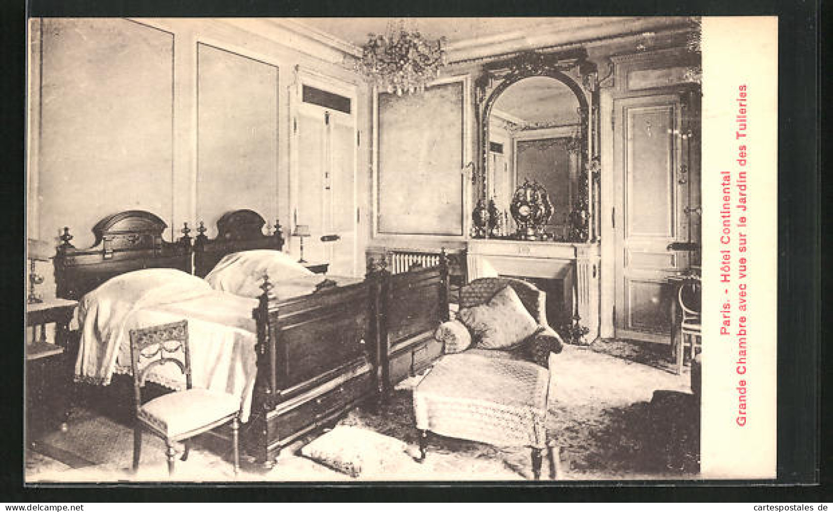 CPA Paris, Hôtel Continental, Grande Chambre Avec Vue Sur Le Jardin Des Tuileries  - Parcs, Jardins